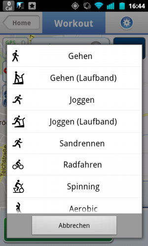 Abbildung 18: Cardio Trainer bietet eine riesige Auswahl an Sportarten.