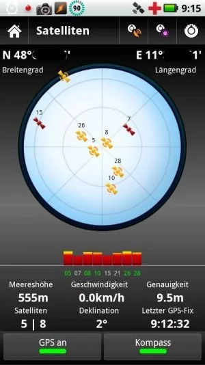 Abbildung 3: Wie es um verfügbare Satelliten bestellt ist, zeigt der entsprechende Bildschirm.