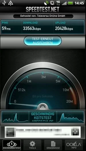 Abbildung 1: LTE verleiht dem Velocity ordentlich Dampf. Mit bis zu 50 MBit/s mobil surfen macht viel Spaß, allerdings schränken zu klein geratene Datentarife das Surfvergnügen deutlich ein.