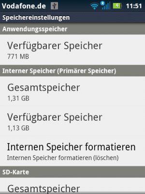 Abbildung 1: Unser Testgerät verfügt nur über 1,4 GByte internen Speicher.