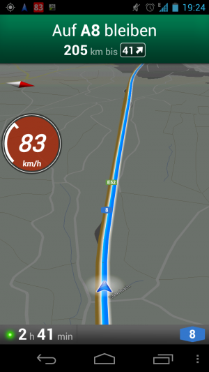 Abbildung 3: Auf Handys mit Android 4.0 holen Sie den Tacho bei den Google Maps oder in der Navigation permanent in den Vordergrund.