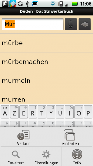 Abbildung 3: Über die Menütaste erreichen Sie einige weitere Funktionen der App.