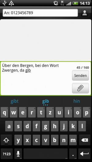Abbildung 3: Auch mit einem älteren Androiden können Sie die Tastatur aus Android 4.0 bzw. Ice Cream Sandwich verwenden.