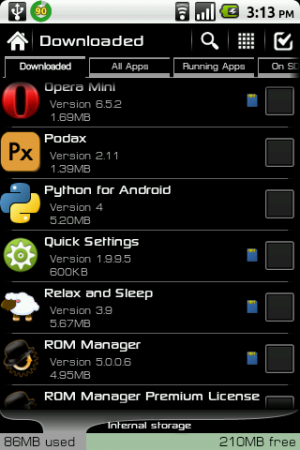 Abbildung 4: Mit dem App Manager können Sie System- und User-Apps verwalten.