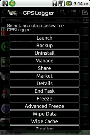 Abbildung 5: Mit dem App Manager kann man ein breites Spektrum an Aktionen ausführen.
