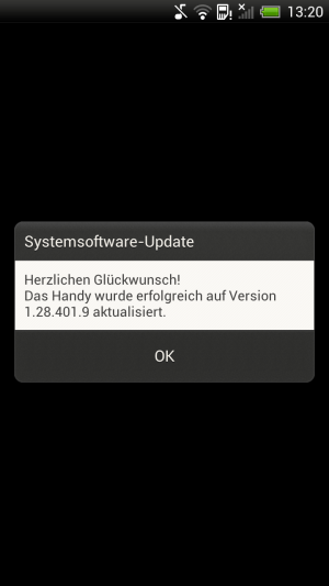Hat das Update geklappt, sehen Sie diesen Hinweis mit der neuen Firmware-Version.