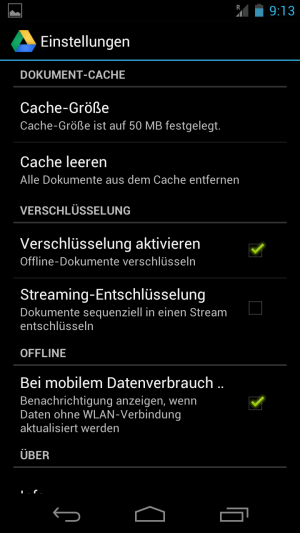 Heruntergeladene Dokumente werden für den Offline-Zugriff in einem Cache gespeichert.