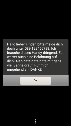 Abbildung 4: Schicken Sie dem Finder doch eine Nachricht auf das Handy. Sie erscheint selbst dann, wenn das Handy gesperrt ist.
