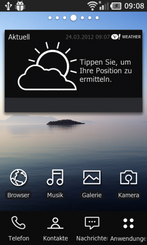 Abbildung 1: Der Startbildschirm mit dem Standard-Icon-Theme und einem von uns gewählten Hintergrundbild.