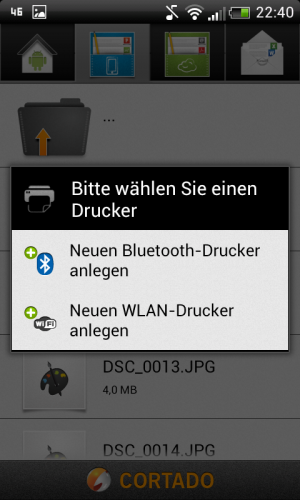 Abbildung 7: Der sehr übersichtlich gestaltete Drucker-Auswahldialog von Cortado Workplace.