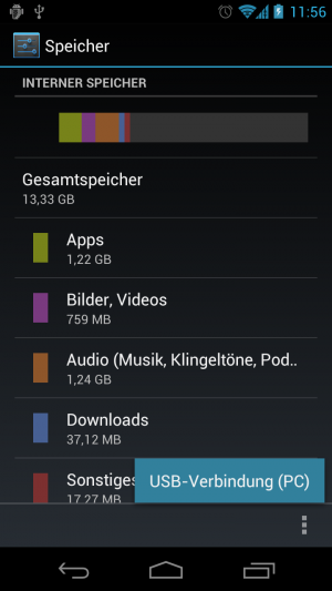 Abbildung 5: Seit Android 4.0 lässt sich Android auf PTP umstellen. Die Einstellungen sind jedoch arg versteckt.