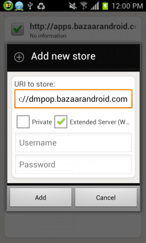 Abbildung 7: So fügen Sie einen neuen Store Aptoide hinzu.