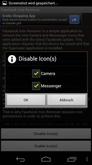 Kamera und Messenger lassen sich individuell entfernen.