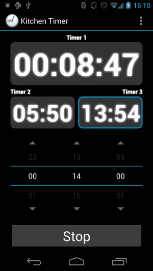 Kitcher Timer für ICS nutzt die neuen Android 4.0 Elemente.