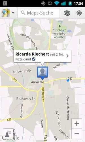 Abbildung 4: Orte werden in Google Maps angezeigt.