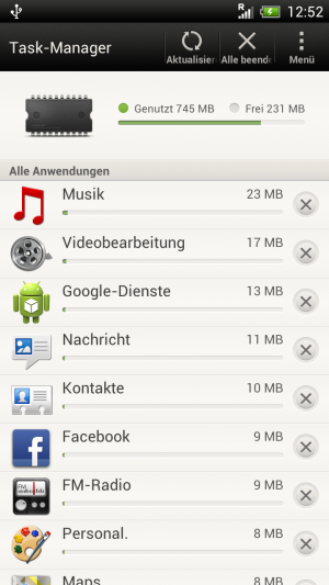 Abbildung 9: 1 GByte RAM reicht eigentlich für jede Aufgabe. Sollte der Speicher doch einmal knapp werden, beenden Sie Apps über den Task-Manager.