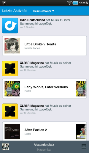 Abbildung 2: Rdio bietet eine eigene Community und informiert über deren aktuelle Aktivitäten auch innerhalb der mobilen App.