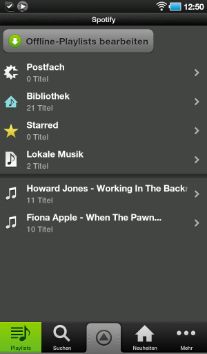 Abbildung 10: Die aktuelle Spotify-App kommt sehr aufgeräumt daher. Der Player ist stets per Icon am unteren Bildschirmrand aufklappbar.