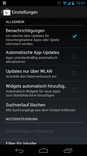 Abbildung 2: Verbieten Sie Apps nach der Installation automatisch Widgets auf dem Homescreen abzulegen.