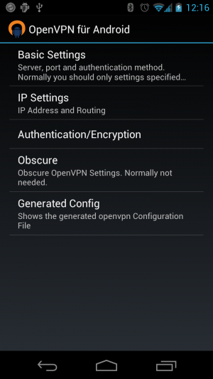 Abbildung 4: OpenVPN für Android verschlüsselt Ihre Kommunikation über das quelloffene OpenVPN-Protokoll.