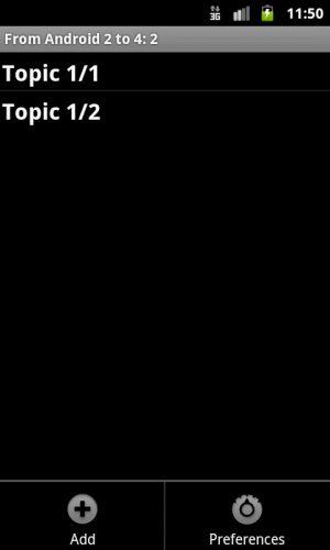 Abbildung 1: Eine Auswahlliste aller Datenbankeinträge unter Android 2.x.