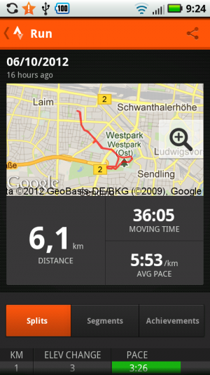 Egal ob Kurzstrecke oder Marathon: Strava zeigt übersichtlich an, wie das letzte Training verlaufen ist.