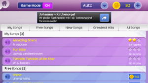 Magic Piano offeriert Ihnen zahlreiche Songs, allerdings wollen diese gekauft werden.
