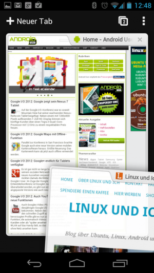 Das Handling von Tabs ist bei Chrome elegant gelöst.
