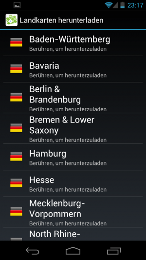 Abbildung 4: Deutschland belegt ein paar Hundert MByte. Die Karten sind deshalb aufgeteilt.