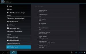 Abbildung 4: Die Build-Nummer enthält den Regio-Code (SKU), der mit dem Update auf Android 4.0 offiziell von DE auf WW geändert wird.