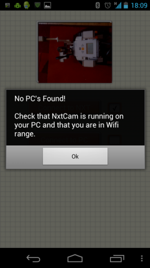 Abbildung 13: Stellen Sie sicher, dass PC und Smartphone im selben WLAN-Bereich liegen und dass das Programm NXTCamera auf Ihrem PC geöffnet ist.