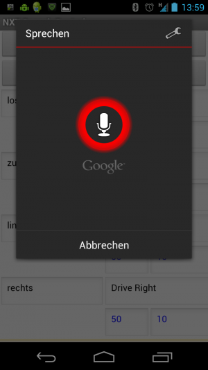 Abbildung 16: Hier wird der Befehl gesprochen.Oben rechts können Sie die Sprache ändern.