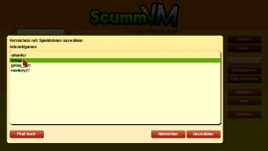 Abbildung 3: Um ScummVM ein Adventure bekannt zu machen, steuert man erst sein Verzeichnis an. Dabei muss man den Pfeil ganz exakt positionieren. Steht es nur etwas über dem gewünschten Eintrag hinaus, bleibt der Fingertipp wirkungslos oder markiert einen anderen Eintrag.