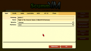 Abbildung 4: Wenn ScummVM das Spiel erkannt hat, muss man nur noch die Sprache einstellen.