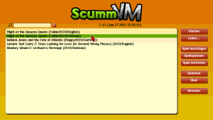 Abbildung 5: Hat man mehrere Spiele in ScummVM angemeldet, muss man zunächst das gewünschte in der Liste mit dem roten Pfeil markieren.