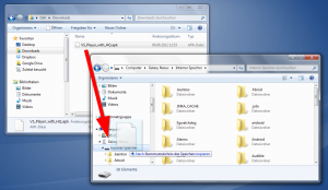 Abbildung 4: Ziehen Sie die APK-Datei im Windows-Explorer auf das Laufwerks-Icon Ihres Android-Handys.