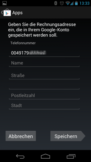 Abbildung 2: Einzig die Rechnungsadresse müssen Sie noch von Hand eintragen.