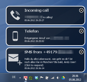 Abbildung 8: Sind Handy und Desktop gekoppelt, erscheinen Benachrichten vom Handy unverzüglich auf Ihrem Windows-PC.