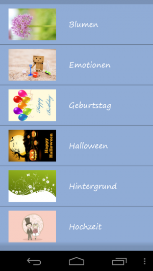 Abbildung 4: Die Urlaubsgruss-App eignet sich auch für diverse Anlässe, nicht nur im Urlaub.