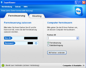 Abbildung 4: Bei Teamviewer müssen Sie sich die ID-Nummer und das Passwort gut merken.
