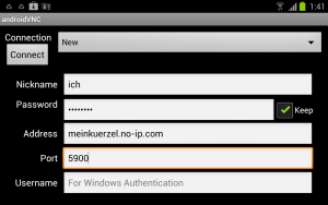 Abbildung 6: Das Setup des Android VNC Viewer erfordert etwas Fachwissen.