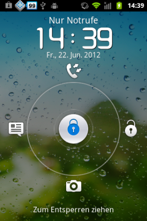 Abbildung 1: Beim Y200 lassen sich auf dem Lockscreen bestimmte Funktionen direkt anwählen.