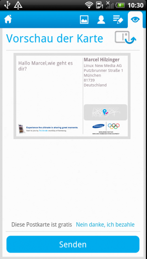 Auf den kostenlosen Karten ist auf der Rückseite das Samsung-Logo zu sehen.