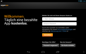 Melden Sie sich mit Ihrem Amazon-Login im Amazon-App-Store an.