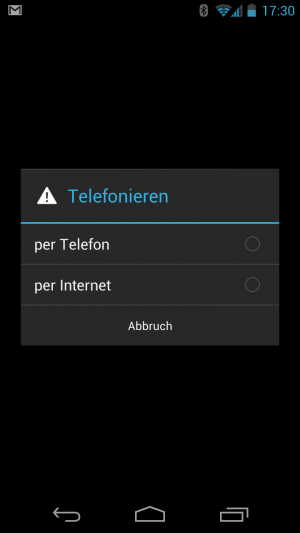 Abbildung 4: Bei jedem Anruf haben Sie die Wahl, ob das Gespräch über VoIP oder das GSM-Netz geführt werden soll.