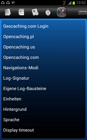 Abbildung 6: Columbus ermöglicht auch die Wahl alternativer Cache-Datenbanken.