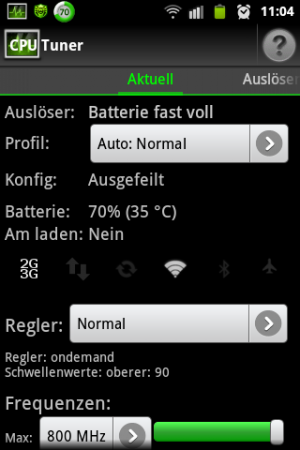 Abbildung 3: Mit dem CPU-Tuner legen Sie fest, wie viel Leistung Ihr Smartphone liefern soll.