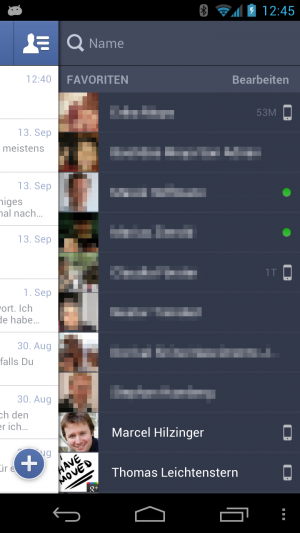 Die neue Seitenleiste des Messengers.