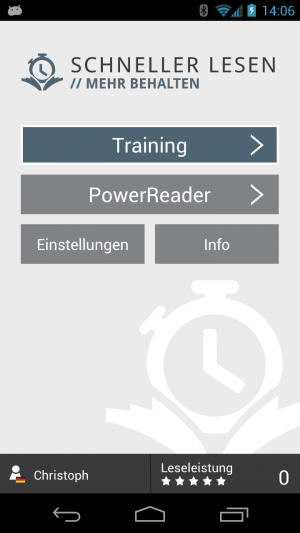 Im Trainings-Modus absolvieren Sie diverse Übungen.