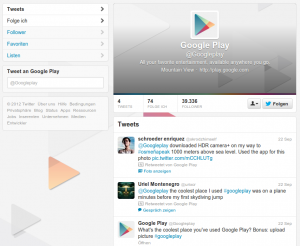 Aktuelle News rund um den Google Play Store über Twitter.